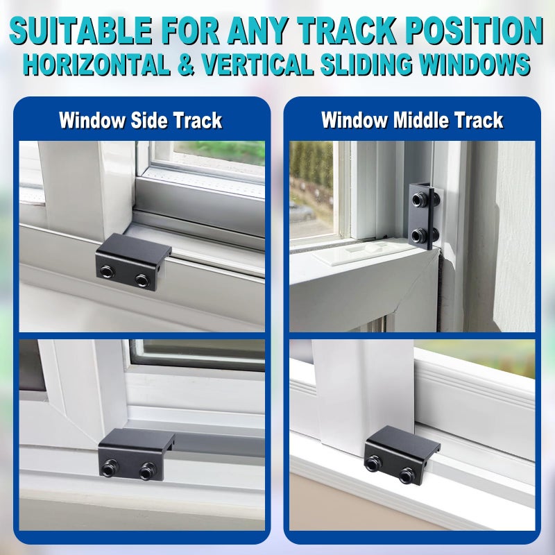 STERGDE Sliding Window Locks (6 Sets)  Security Window Locks with Keys  Adjustable Aluminum Sliding Window Stops  Easy Installation Without Drilling  for Vertical and Horizontal Sliding Windows (Black) - Image 3